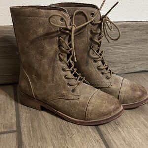 Brown Lace-Up Ankle Boots